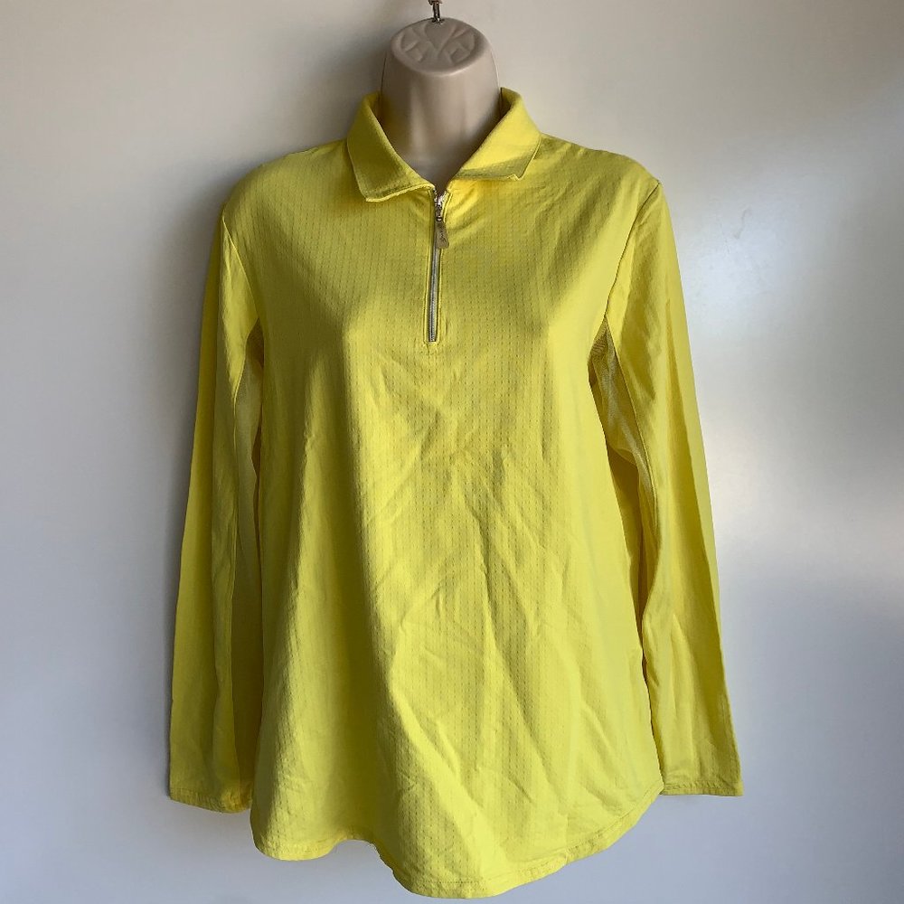 SWING Bette & Court Yellow 1/4 Zip Long Sleeve Top ~Large